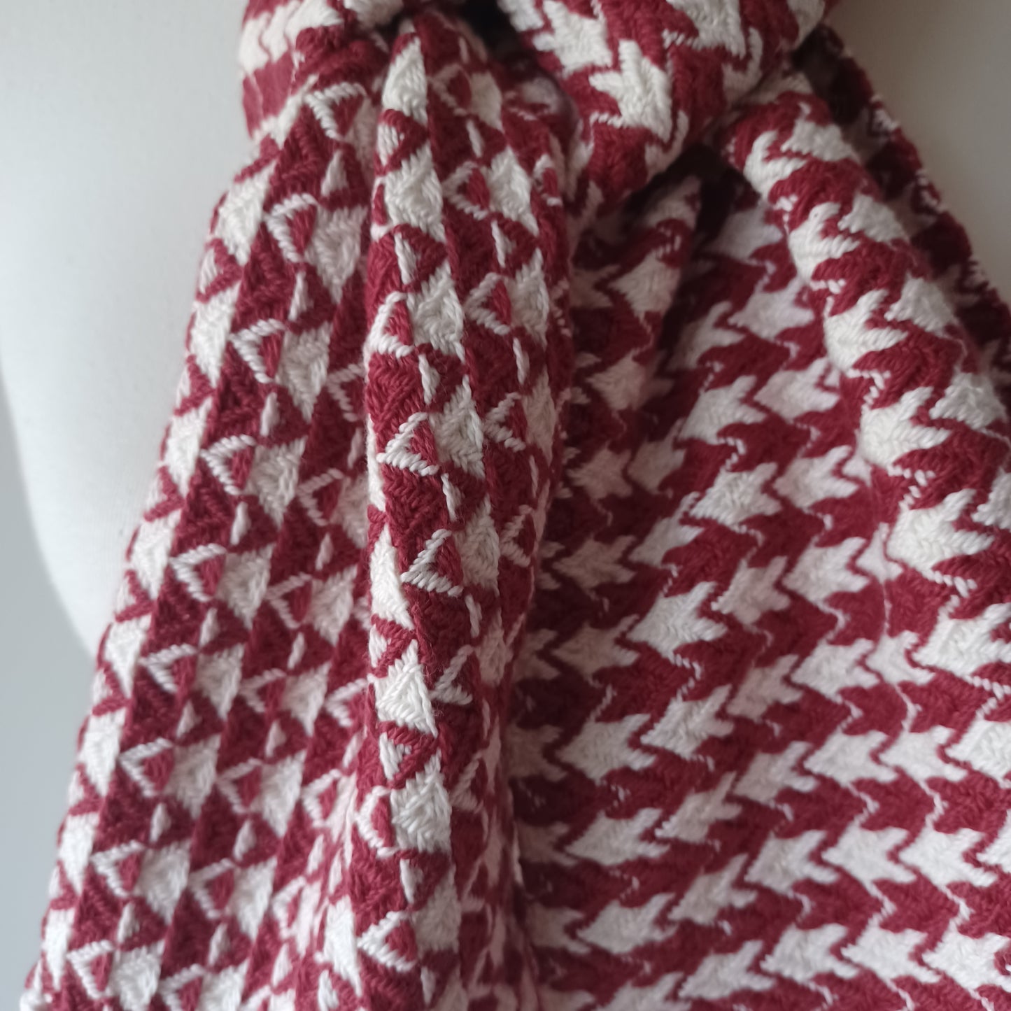 Red and White Cotton Scarf