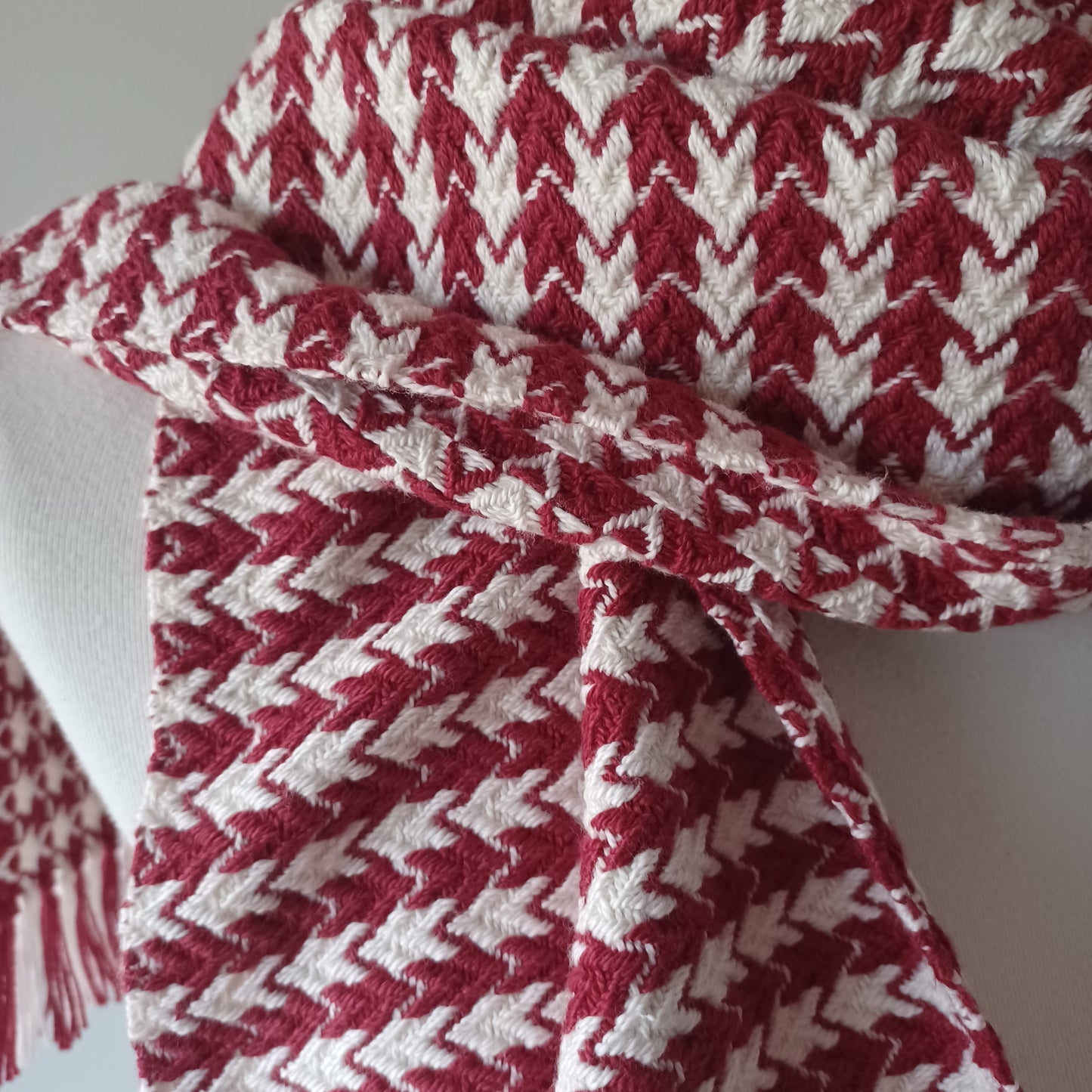 Red and White Cotton Scarf