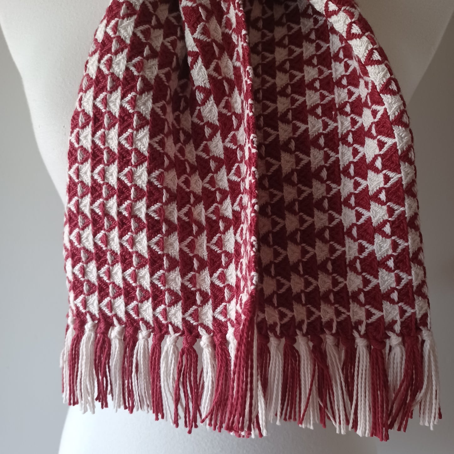 Red and White Cotton Scarf