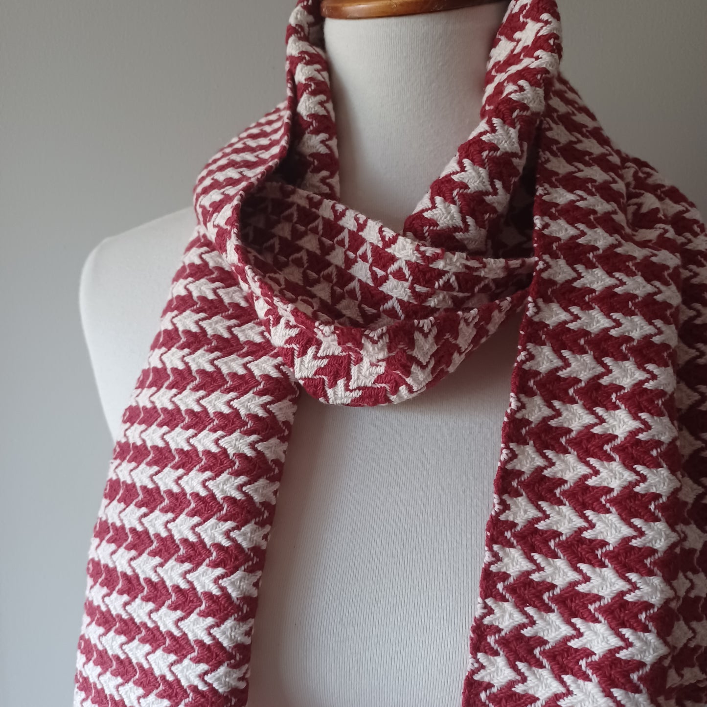 Red and White Cotton Scarf