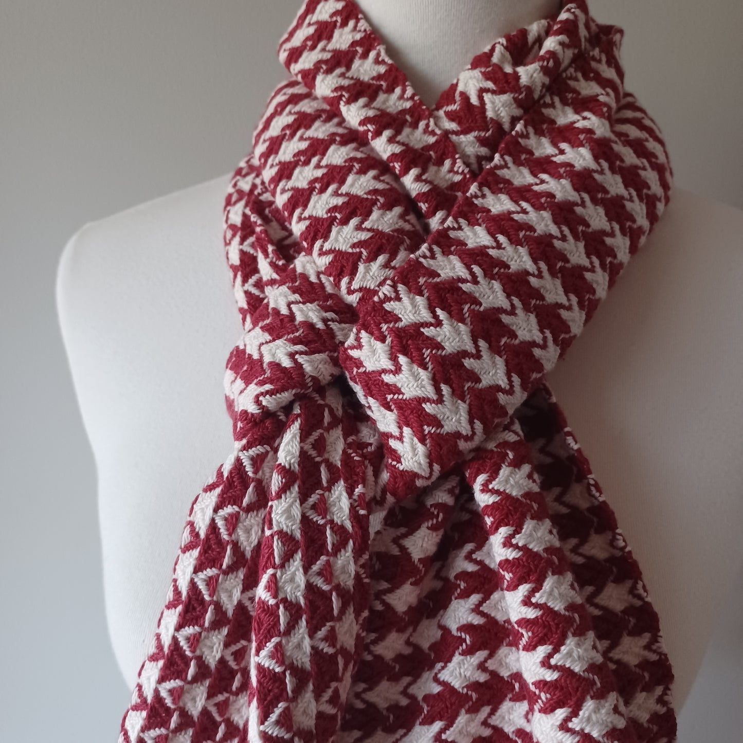 Red and White Cotton Scarf