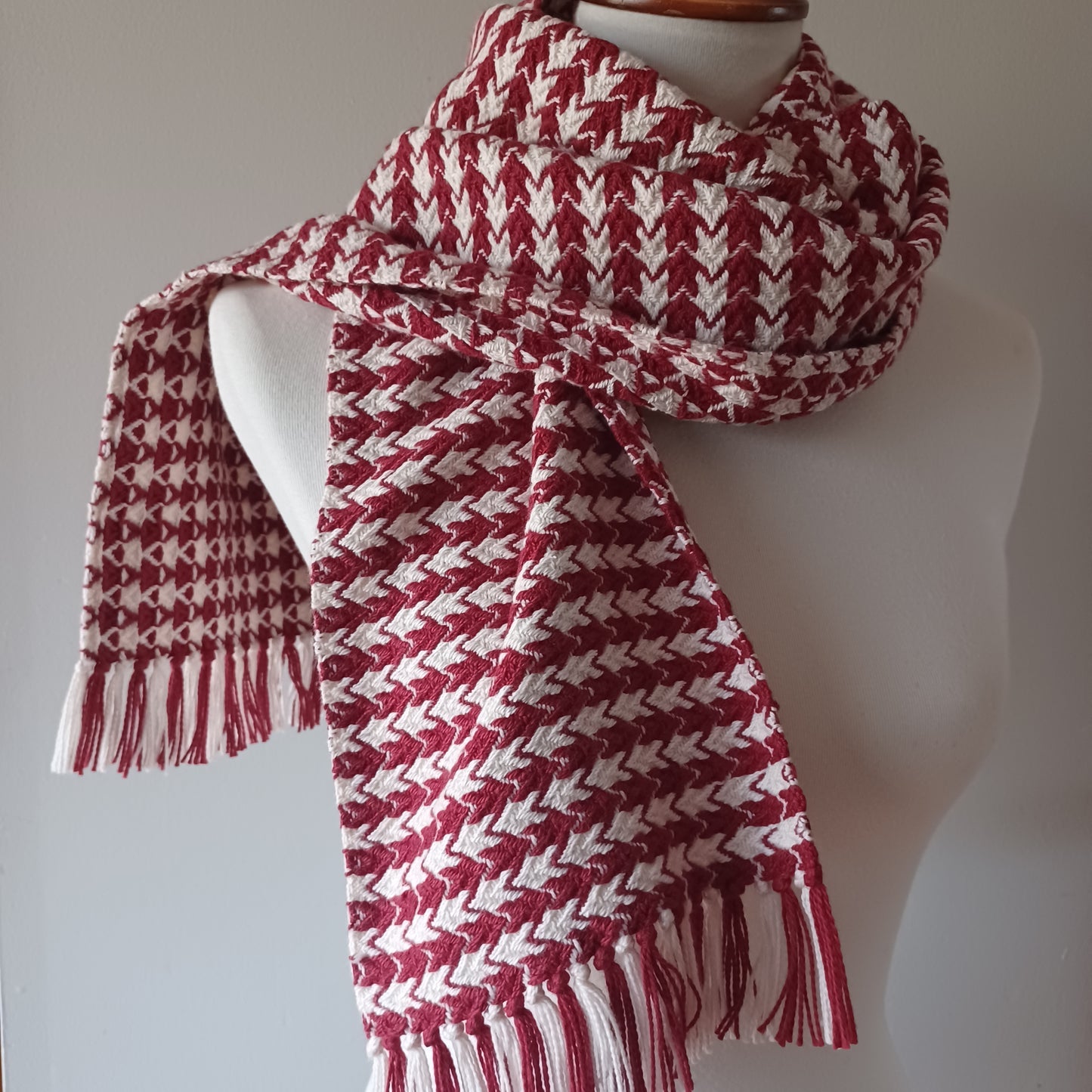 Red and White Cotton Scarf