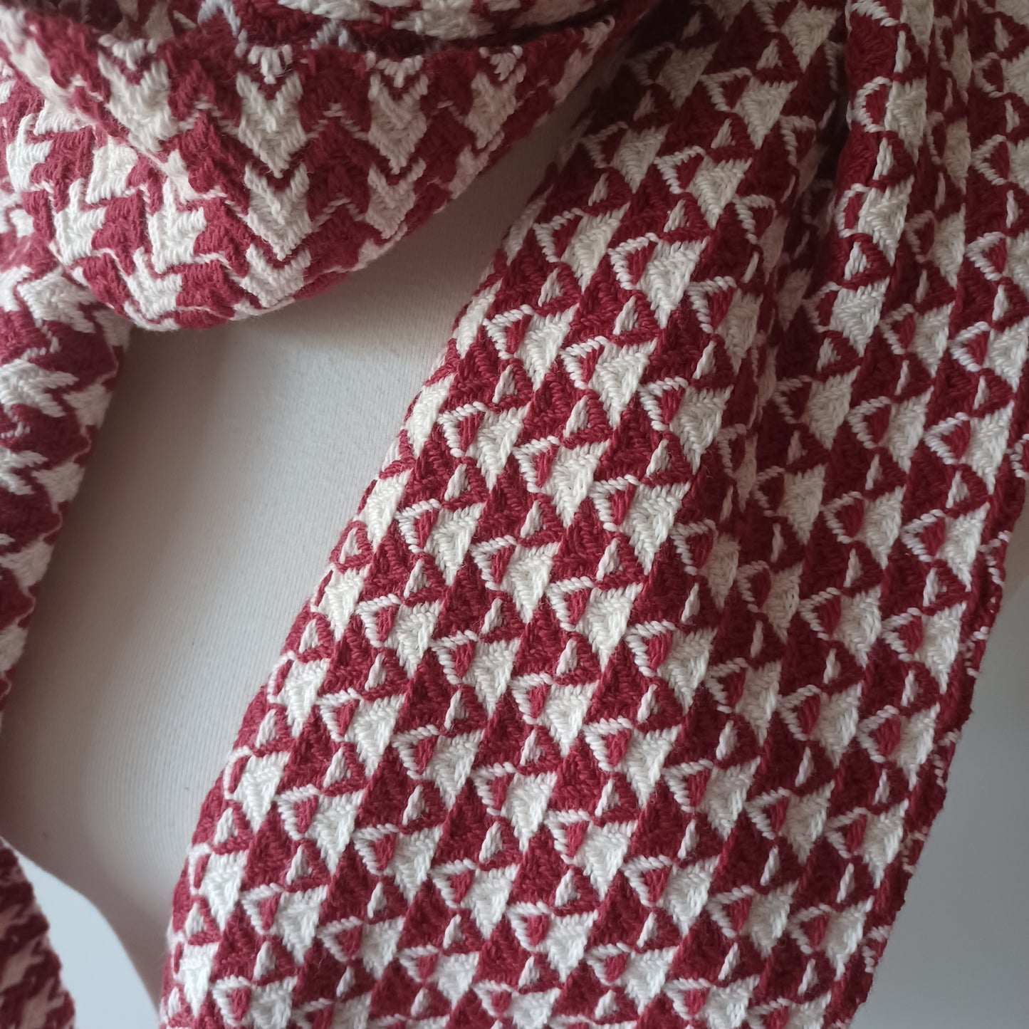 Red and White Cotton Scarf