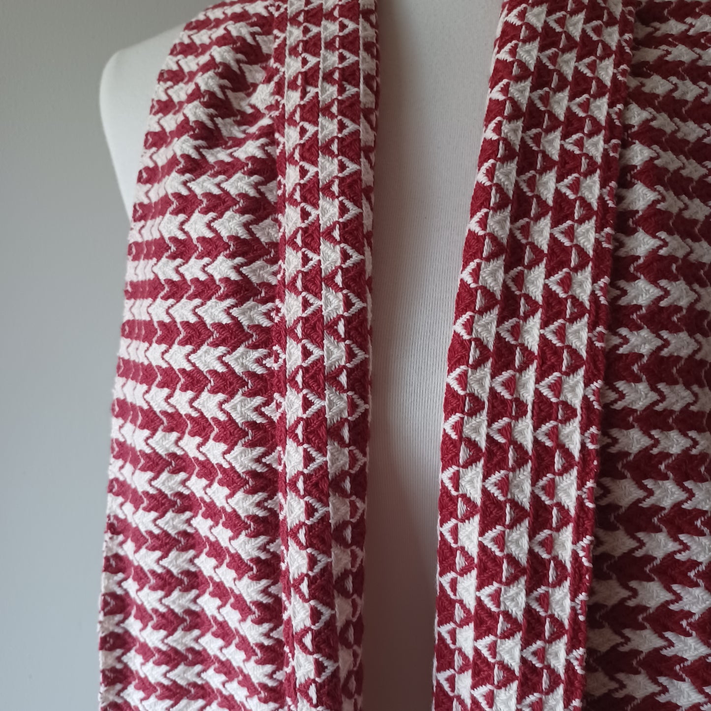 Red and White Cotton Scarf